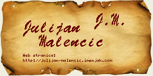Julijan Malenčić vizit kartica